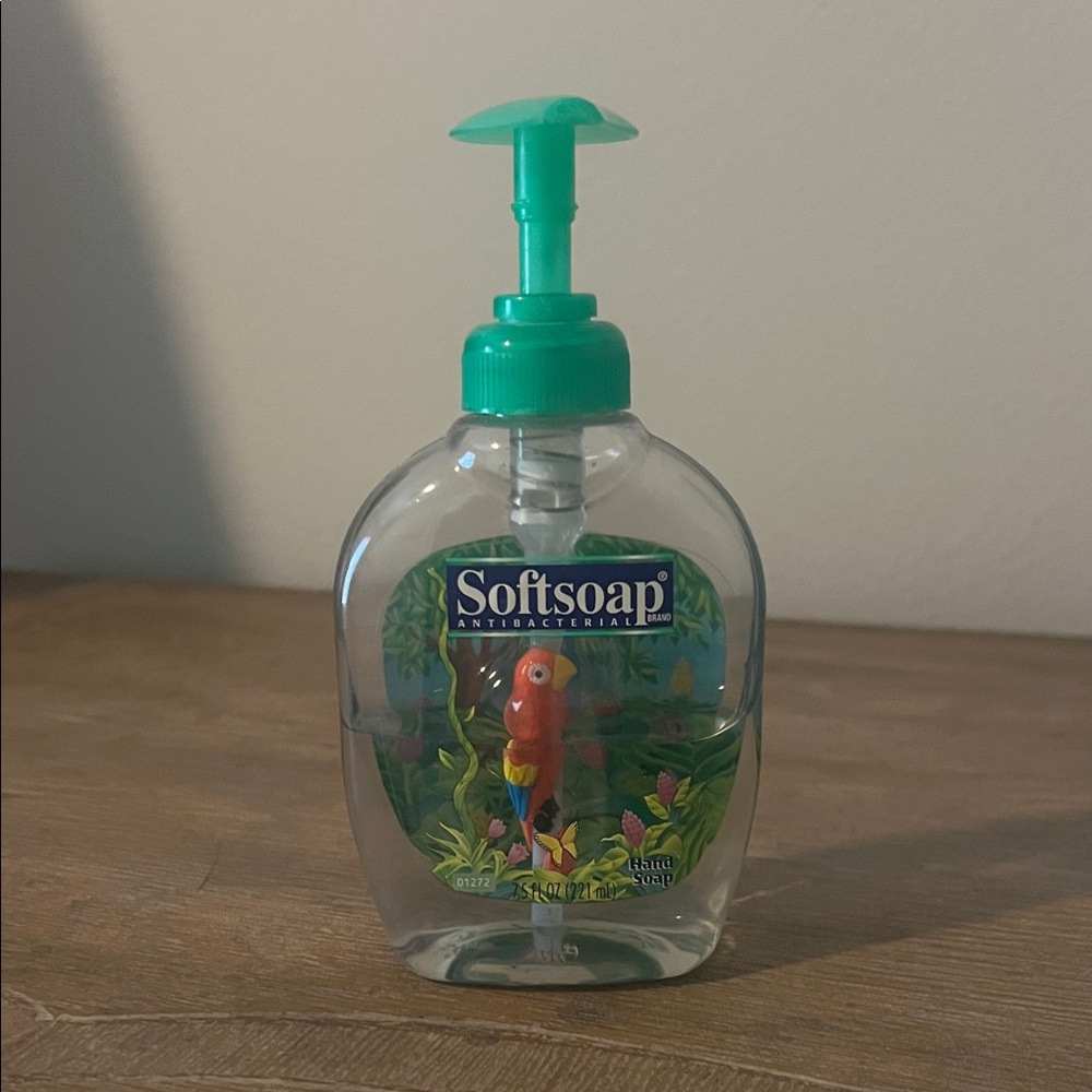 SoftSoap Hand Soap Dispenser Red Parrot Animal Inside Bottle - Vintage